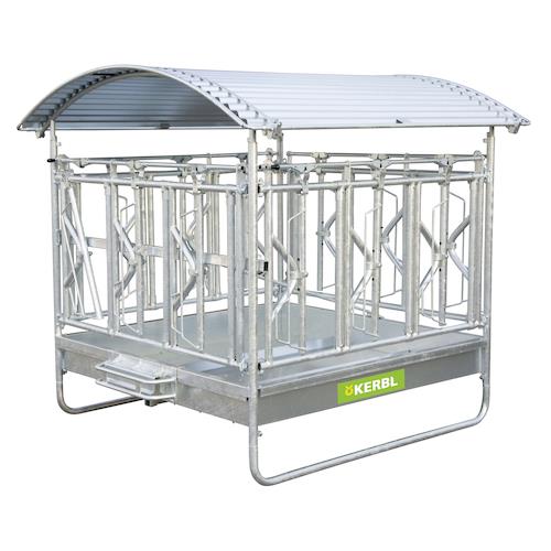 Příkrmiště čtyřhranné KERBL pro skot STANDARD se samofixační mříží, pozinkované, 12 míst